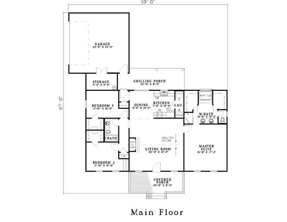 Floor Plan First Story of Cape Cod Plan #153-1470